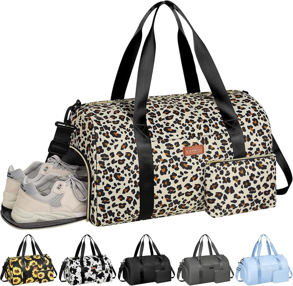 Vankor Gym Bags for Women Men Large, Waterproof Sports Gym Duffle Bag with Shoe Compartment, Cute... | Amazon (US)
