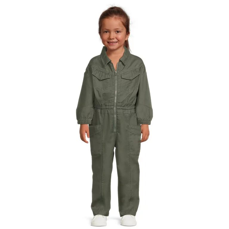 Wonder Nation Toddler Girl Long Sleeve Boiler Suit, Sizes 18M-2T | Walmart (US)