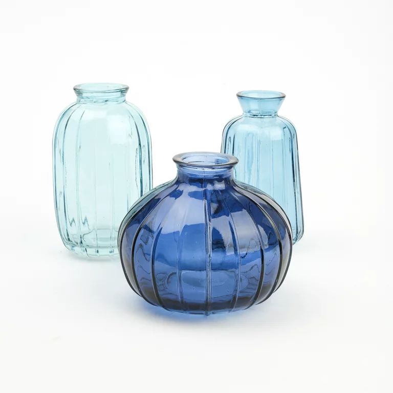 Mainstays Blue Glass 3-Piece Bud Vase Set | Walmart (US)