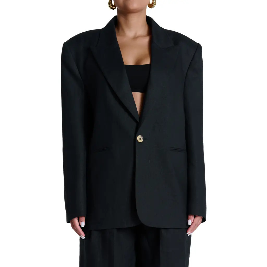 Naked Wardrobe Oversize Linen Blazer in Black at Nordstrom, Size Large | Nordstrom
