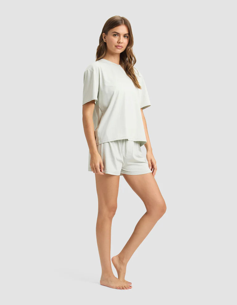 Women's First Layer Pajama Short Sleeve Tee & Boxer Short Set | Cozy Earth