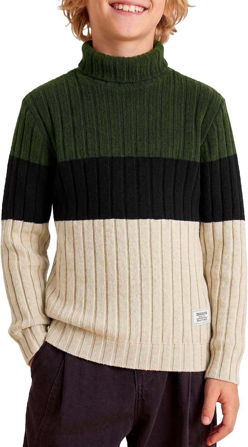 ZOEREA Boys Sweater Boy Clothes Kids Turtleneck Long Sleeve Fall Winter Warm Sweatshirts Holiday Pullover Tops 5-14 Years | Amazon (US)