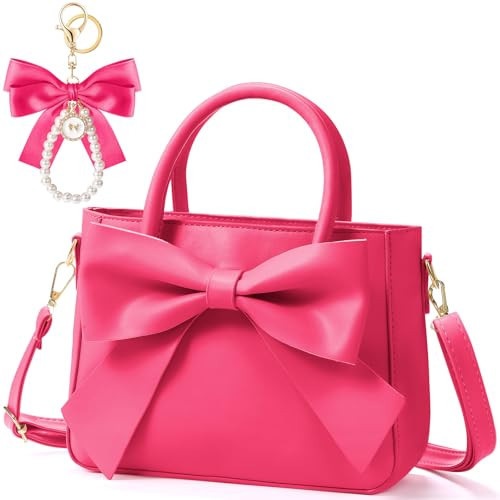 Abbylike Cute Purses for Women Christmas Gift Leather Crossbody with Bow Handbags with Adjustable Shoulder Strap(Classic,Rose Red) | Amazon (US)