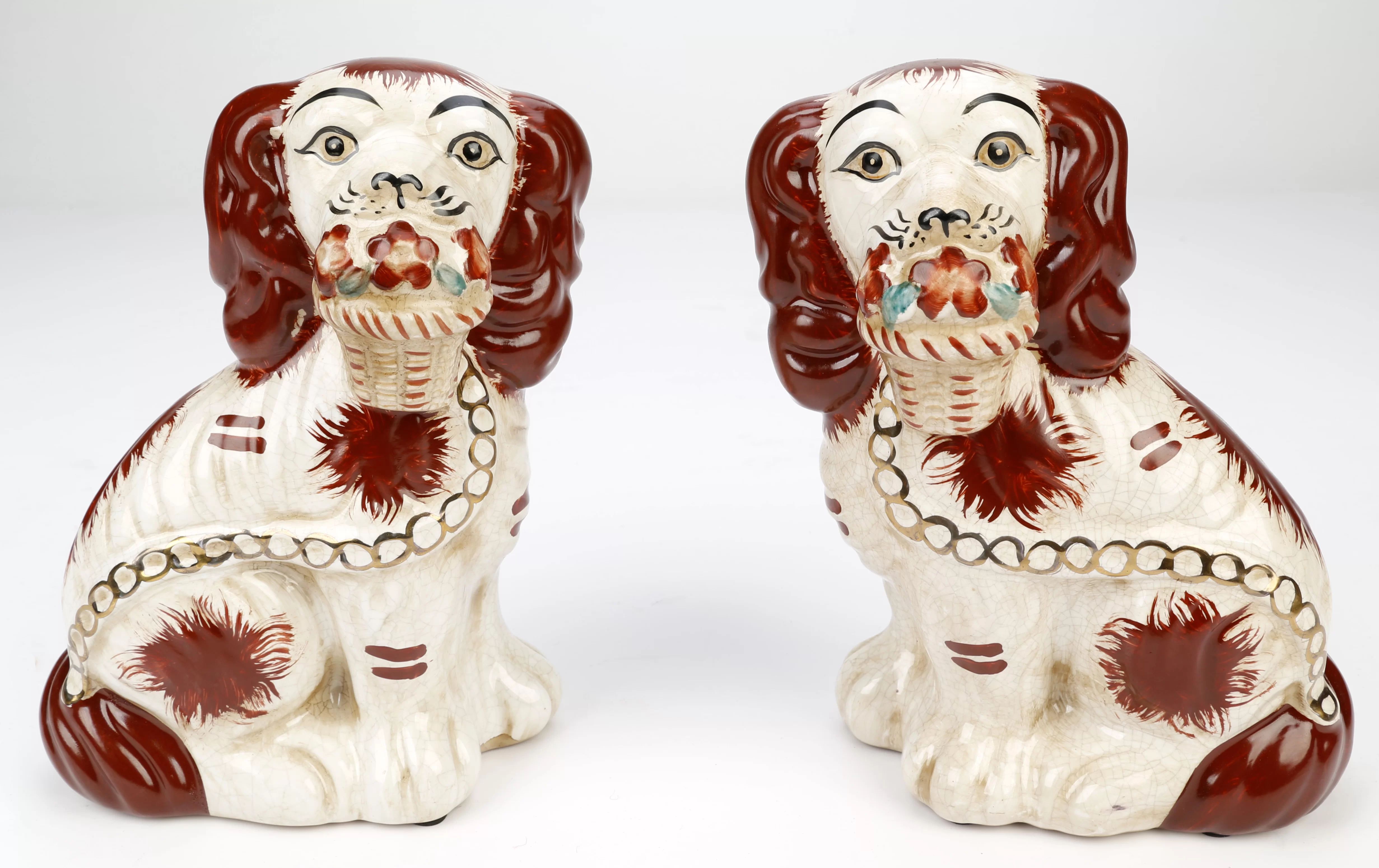 Schaefer 8" Staffordshire Dogs with Baskets Pair | Wayfair North America