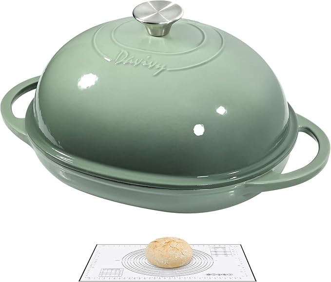 Davivy 6QT Cast Iron Oval Dutch Oven with Silicone Baking Mat, Bread Dutch Oven for Sourdough Bre... | Amazon (US)