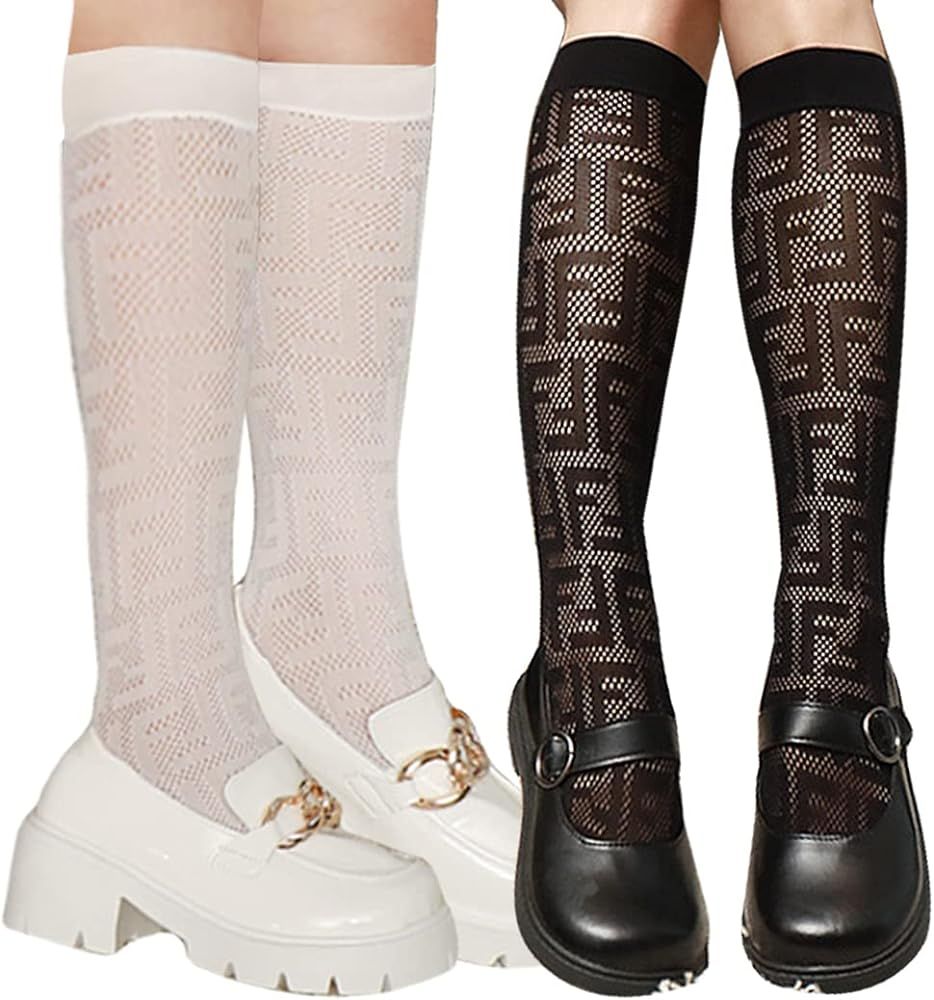 Anlaey Women's Knee High Fishnet Socks Mesh Net Trouser Socks Lolita Fishnets Sheer Tights Cospla... | Amazon (US)