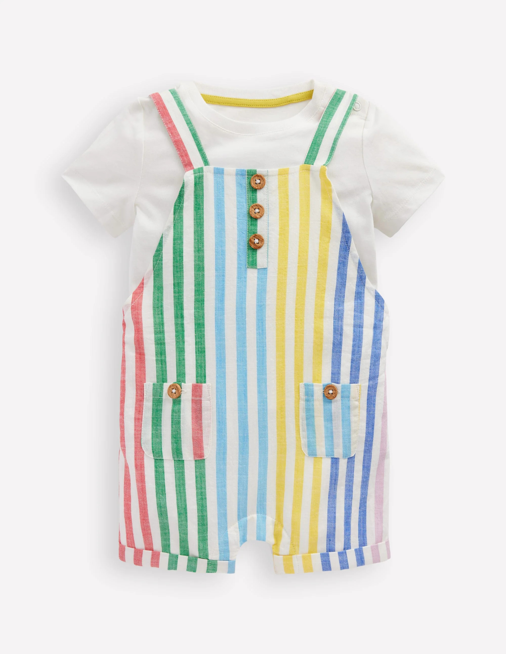 Button Overalls Set-Multi Stripe | Boden (US)