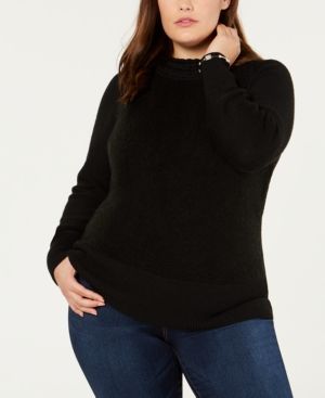 Belldini Black Label Plus Size Contrast Mock-Turtleneck Sweater | Macys (US)
