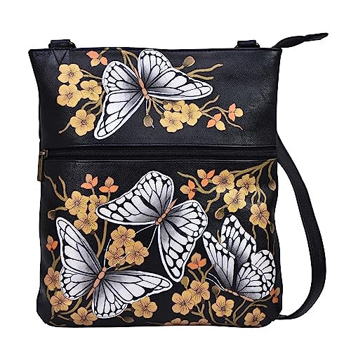 Anna by Anuschka Women's Hand-Painted Genuine Leather Slim Cross Shoulder Bag - Butterfly Dusk | Amazon (US)