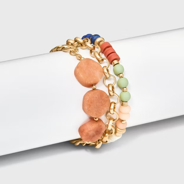 Semi-Precious Chain Stretch Bracelet Set 3pc - Universal Thread™ | Target