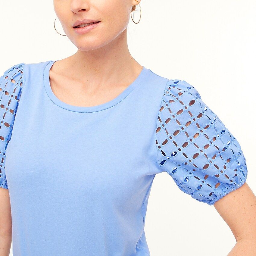 Eyelet puff-sleeve tee | J.Crew Factory