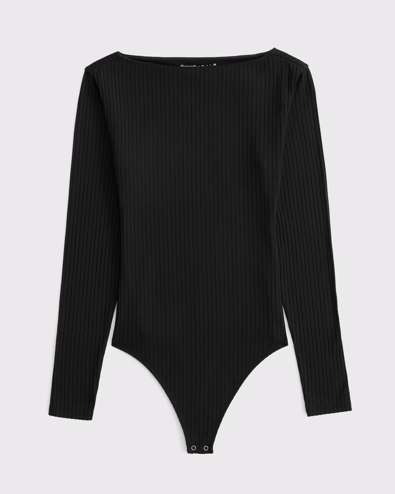 Long-Sleeve Wide Rib Slash Bodysuit | Abercrombie & Fitch (US)