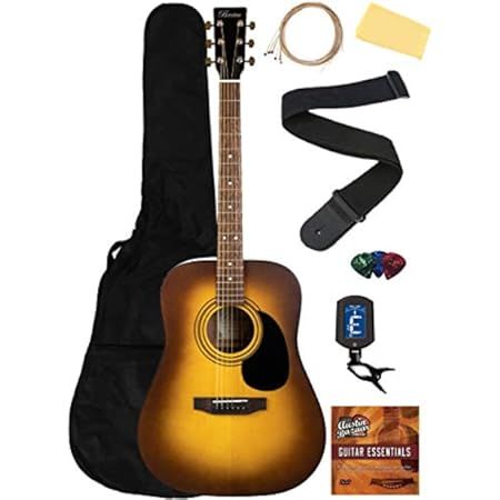Fender Squier Dreadnought Acoustic Guitar - Sunburst Learn-to-Play Bundle with Gig Bag, Tuner, Strap | Amazon (US)