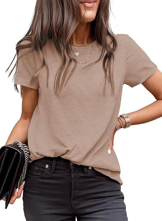 EVALESS Womens Casual Polka Dot Tops Crewneck Short Sleeve T Shirts Fashion Outfits 2026 Spring S... | Amazon (US)