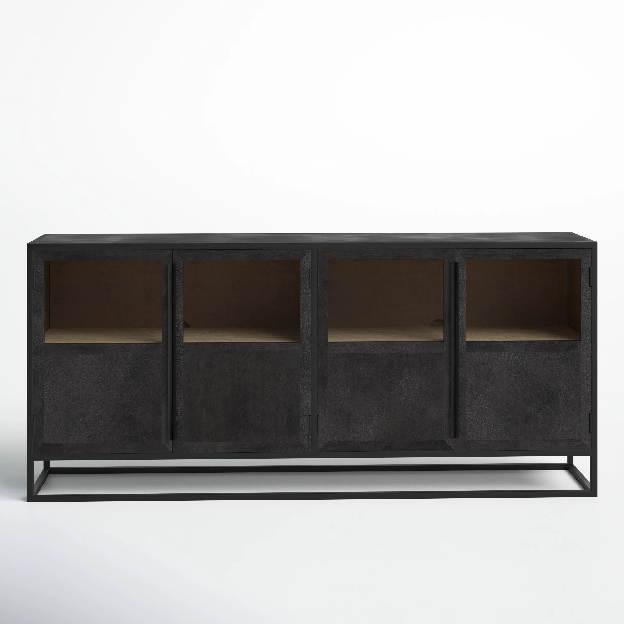 Joss & Main Clementine 80.0l X 17.0w X 36.0h Dark Wood W/black Metal Frame Sideboard & Reviews | ... | Wayfair North America