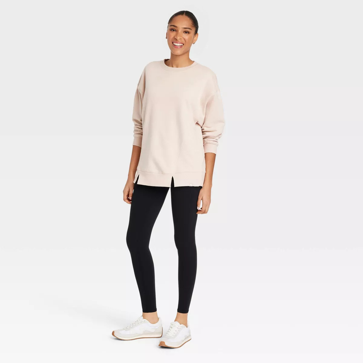 Women's French Terry Oversized Crewneck Sweatshirt - JoyLab™ Pink S | Target
