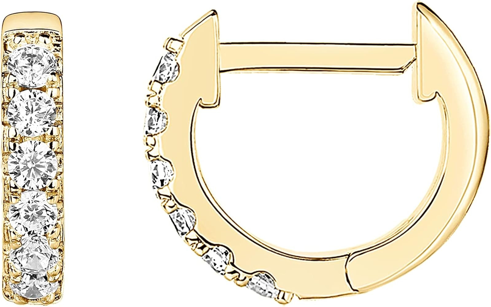 PAVOI 14K Gold Plated Cubic Zirconia Cuff Earrings Huggie Stud | Amazon (US)