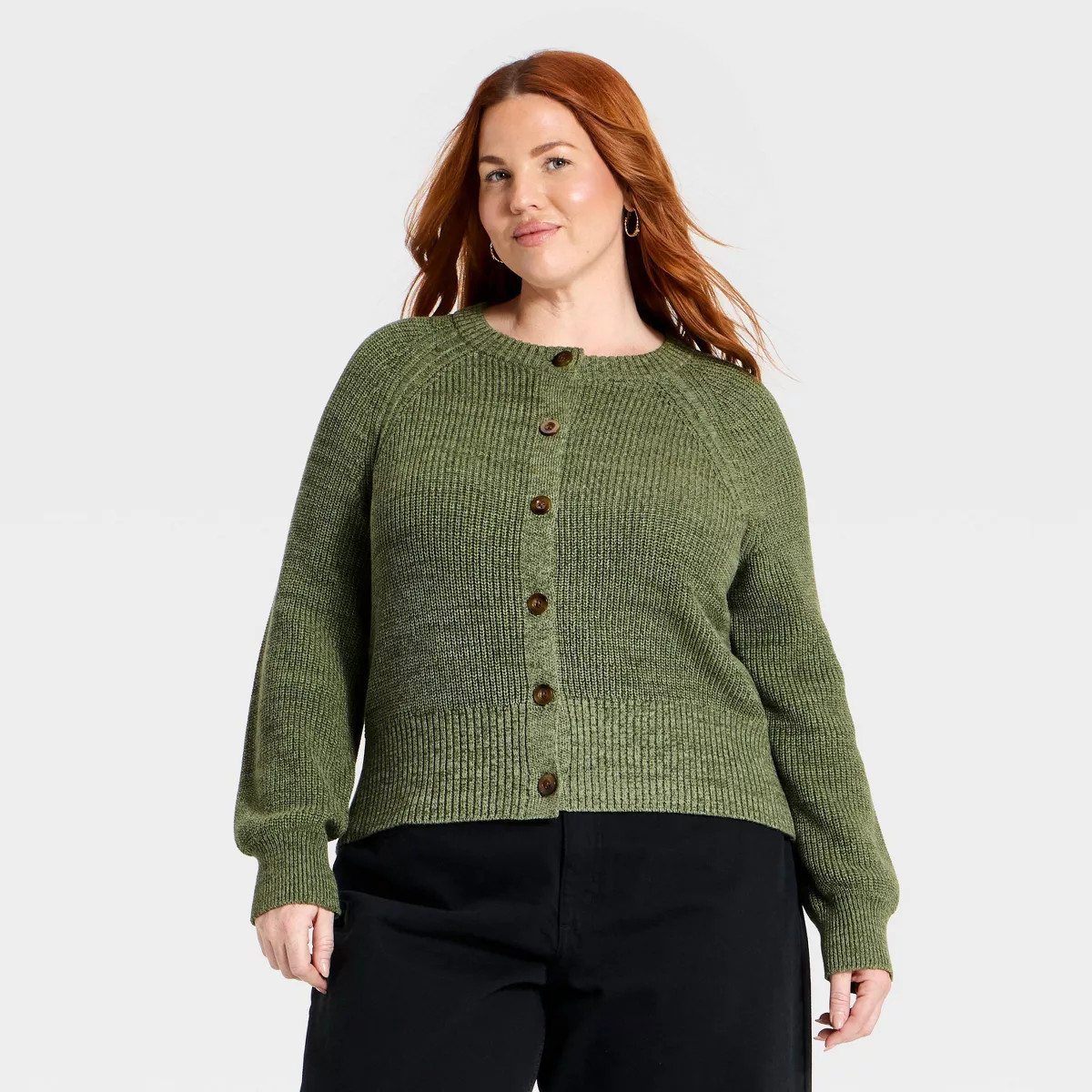 Women's Iconic Cotton Cardigan - Universal Thread™ Olive Green 3X | Target