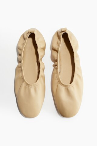 H & M - Leather ballet flats - Light Yellow | H&M (UK, MY, IN, SG, PH, TW, HK)