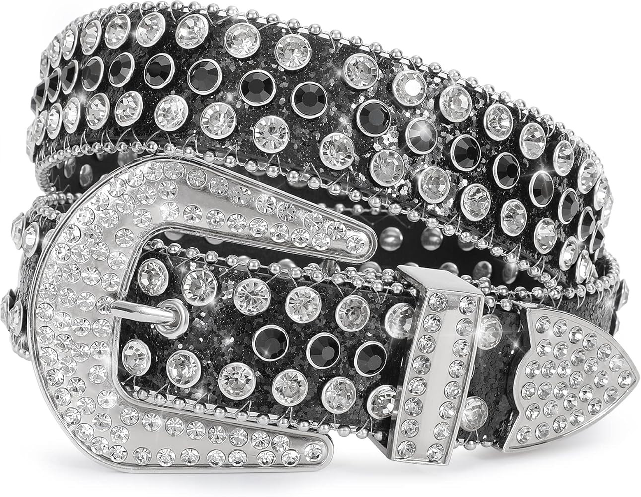 XZQTIVE Men Women Rhinestone belt Western Cowgirl Cowboy Vintage Bling Crystal Diamond Studded Le... | Amazon (US)
