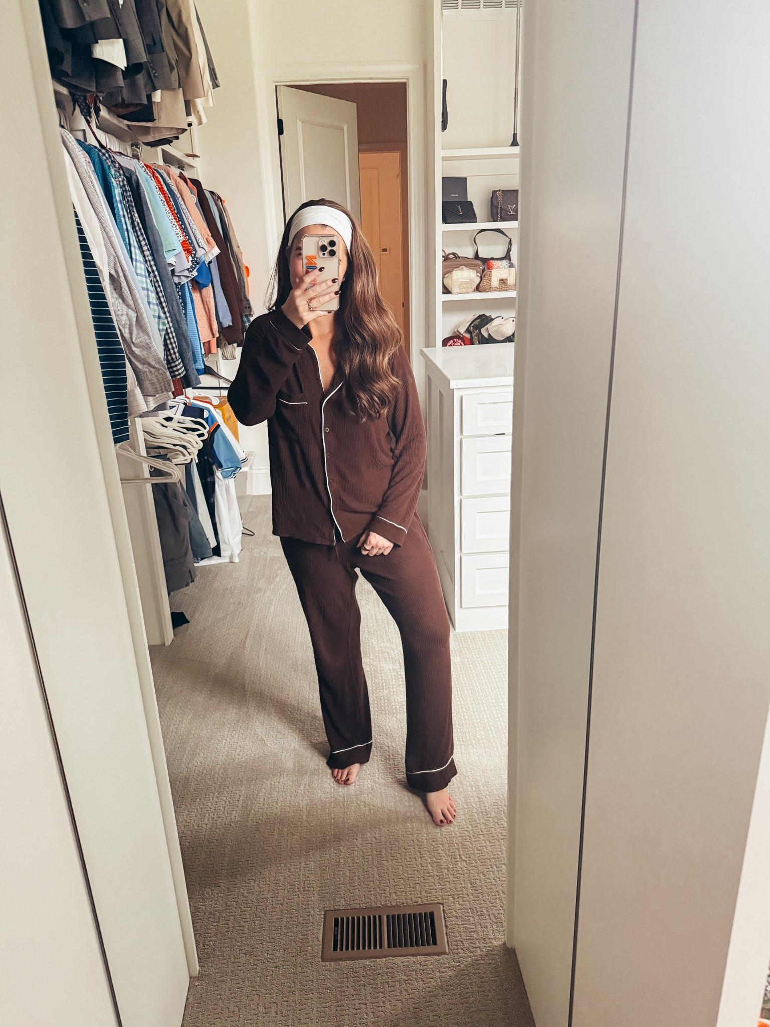My chocolate ribbed pjs are back on sale for $28! I am wearing a medium! So soft. Would also make a great gift 🫶🏻 

#LTKGiftGuide #LTKmomlife #LTKSaleAlert