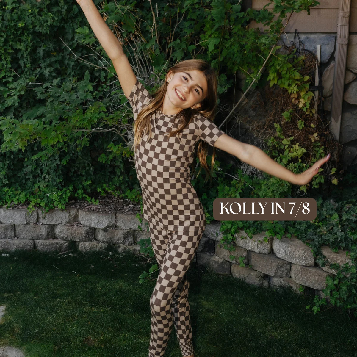 Kid Brown Check Pajama Set | Staykation