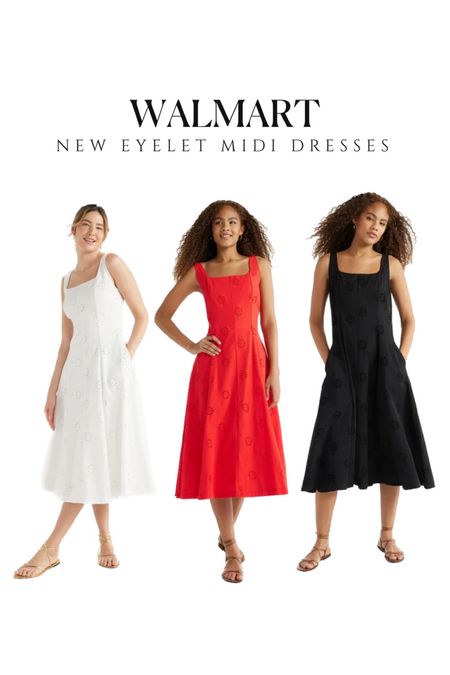 ✨ NEW ✨ eyelet dresses from Walmart 😍 just ordered in white!  
Square neck dress, spring dresses, vacation outfit idea walmart outfit ideas Walmart dresses time and true scoop free assembly red dress white dress black dresses  

#LTKstyletip #LTKfindsunder50 #LTKsalealert