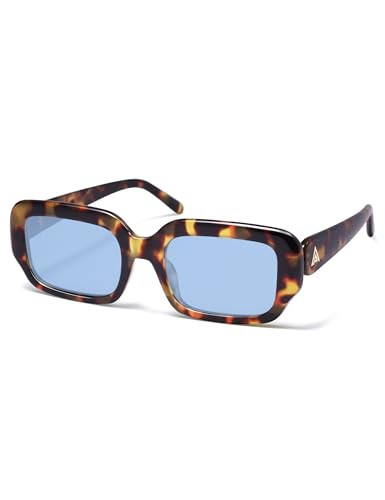 Appassal Retro Polarized Sunglasses Women Men 90s Sunnies Trendy Vintage Fashion 2025 Chunky Square Frames AP3733 Yellow Tortoise/Blue | Amazon (US)