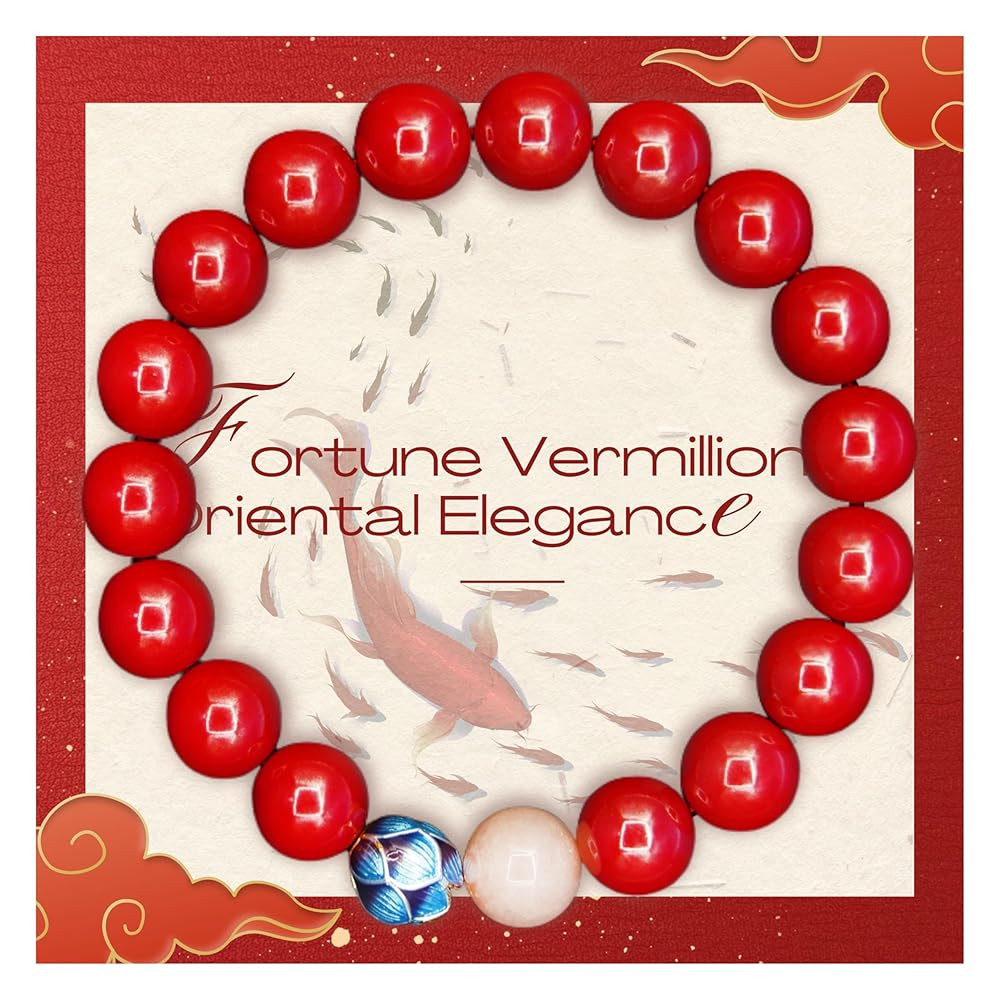 Feng Shui Cinnabar Bracelet for Women – Lotus-Inspired Mystical Oriental Design, Red Jade Beads... | Amazon (US)