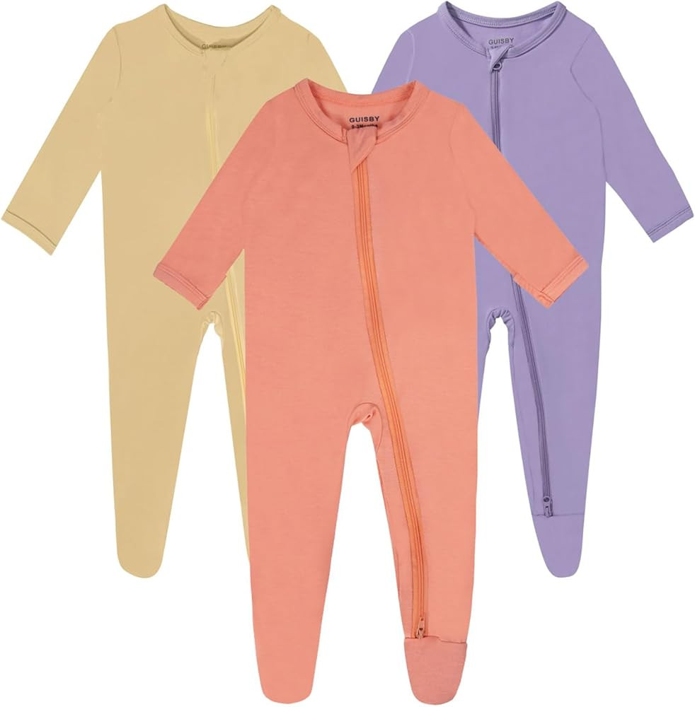 Baby Boy Footed Pajamas with Mittens,Rayon Made from Bamboo Sleepers, 2 Way Zipper Long Sleeve Pj... | Amazon (US)