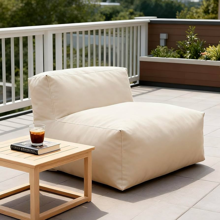 Patio Armless Chair, Outdoor Middle Bean Bag Chair, Daybed Sofa Comfy Couch, Modular Patio Sectio... | Amazon (US)