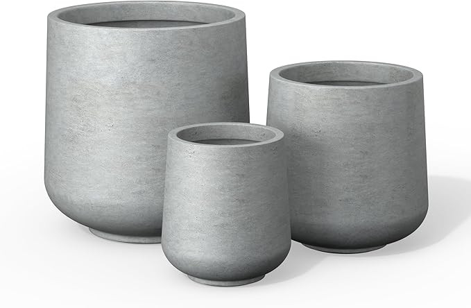 Kante 15.3"+11.6"+8.2" Dia Round Concrete Planter, Large Outdoor Indoor Planter Pots Containers w... | Amazon (US)