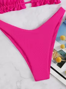 Rib Halter Triangle High Cut Bikini Swimsuit
   SKU: sw2106257587059995      
          (3223 Rev... | SHEIN