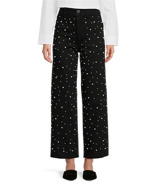 Alexandra Pearl Wide Leg Crop Denim Jeans | Dillard's