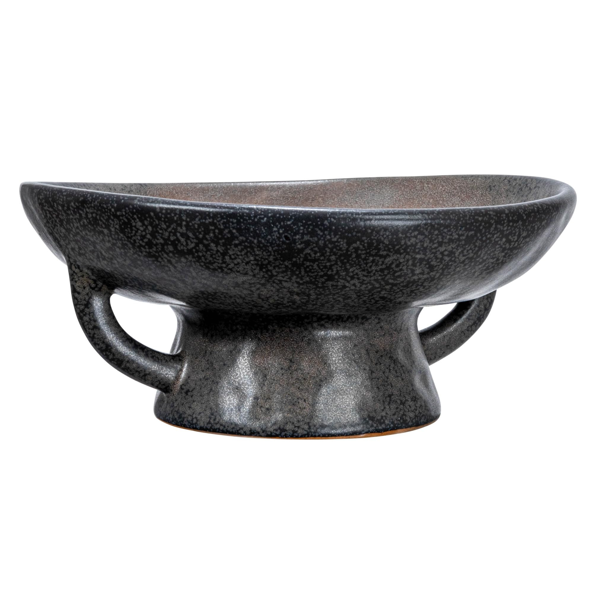 Creative Co-Op Stoneware Bowl with Handle and Base, Black Reactive Glaze | Amazon (US)