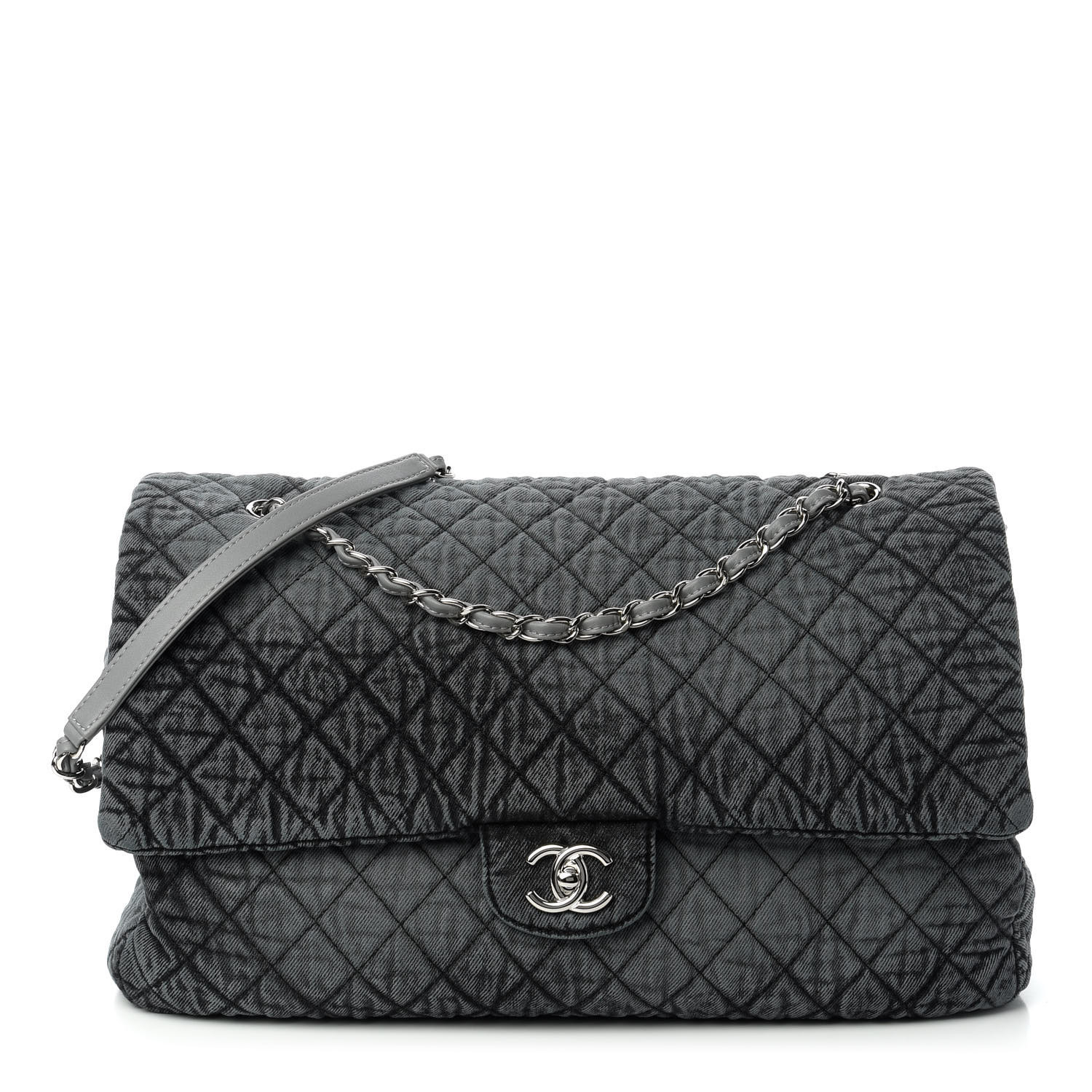 Denim Quilted Medium Denimpression XXL Flap Grey Black | FASHIONPHILE (US)