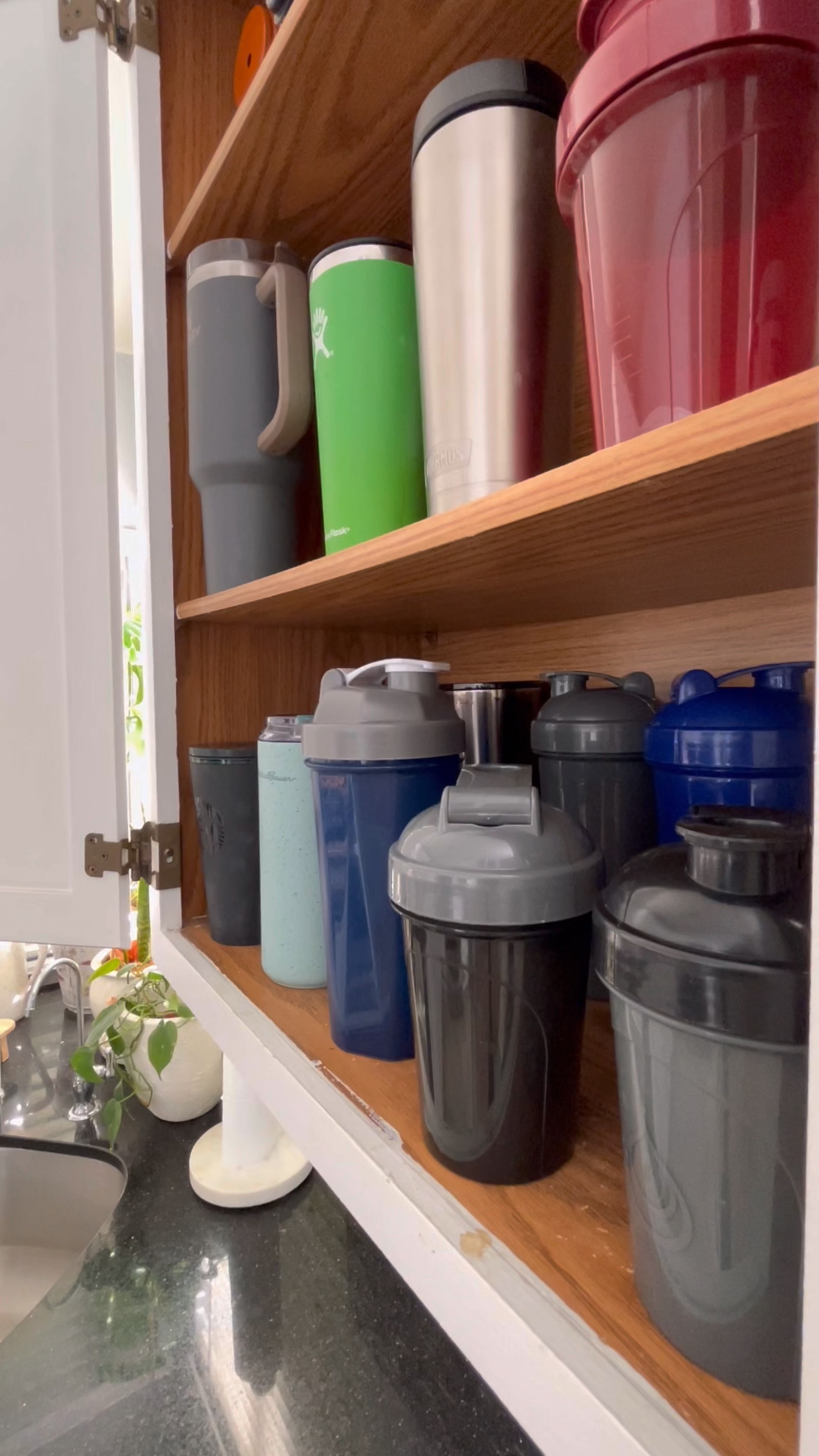 Nesting part 2. Workout shakers, stanleys, and travel mugs are bulky and always in the way , a simple way to elevate your space and storage #amazonmusthaves2023 #organizedhome #nestingmommas #amazonkitchenfinds #organizingpantry #pregnancy 

#LTKCyberWeek #LTKbump #LTKfamily