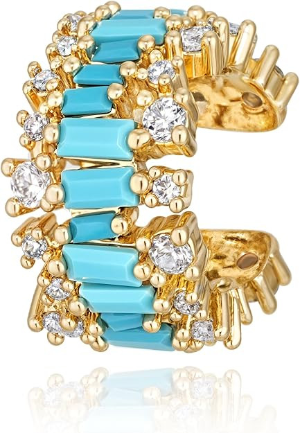 Gold Ear Cuff for Women, 14K Gold Plated Single Non-Pierced Earring with Micro-Pave Cubic Zirconi... | Amazon (US)