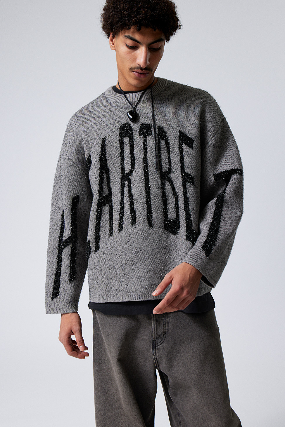 Teo Oversized Jacquard Knitted Sweater | Weekday