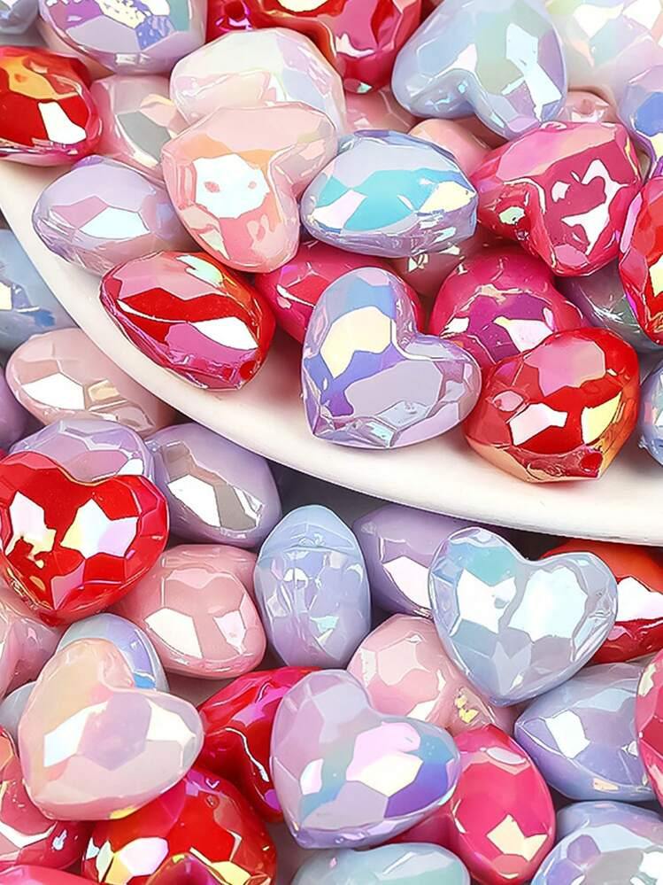 10Pcs/Set Style Random Acrylic Uv Electroplated Faceted Love Beads Diy Handmade Mobile Phone Chai... | SHEIN