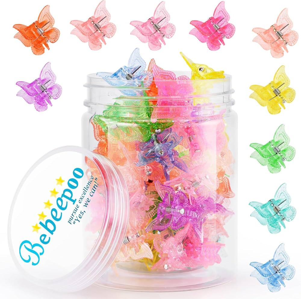 Mini Butterfly Hair Claw Clips, Glitter Hair Clips Claw,Small Hair Clips,Sparkly Colorful Hair Ac... | Amazon (US)