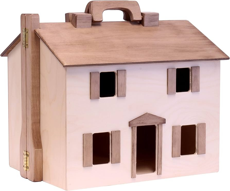 AmishToyBox.com Wooden Doll House Toy with 16 Piece Doll-House Furniture Set - Easy Access with O... | Amazon (US)