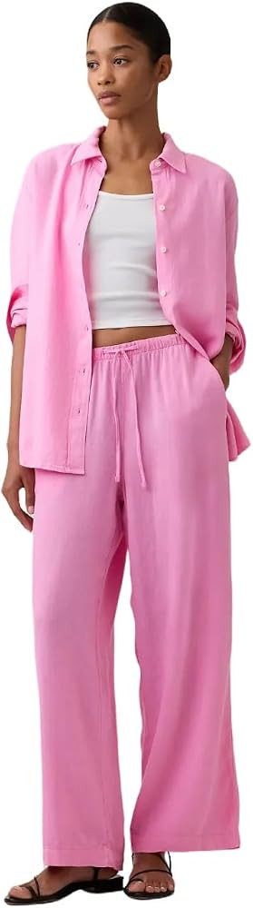 Gap Womens Wide Leg Linen Pull on Pant | Amazon (US)