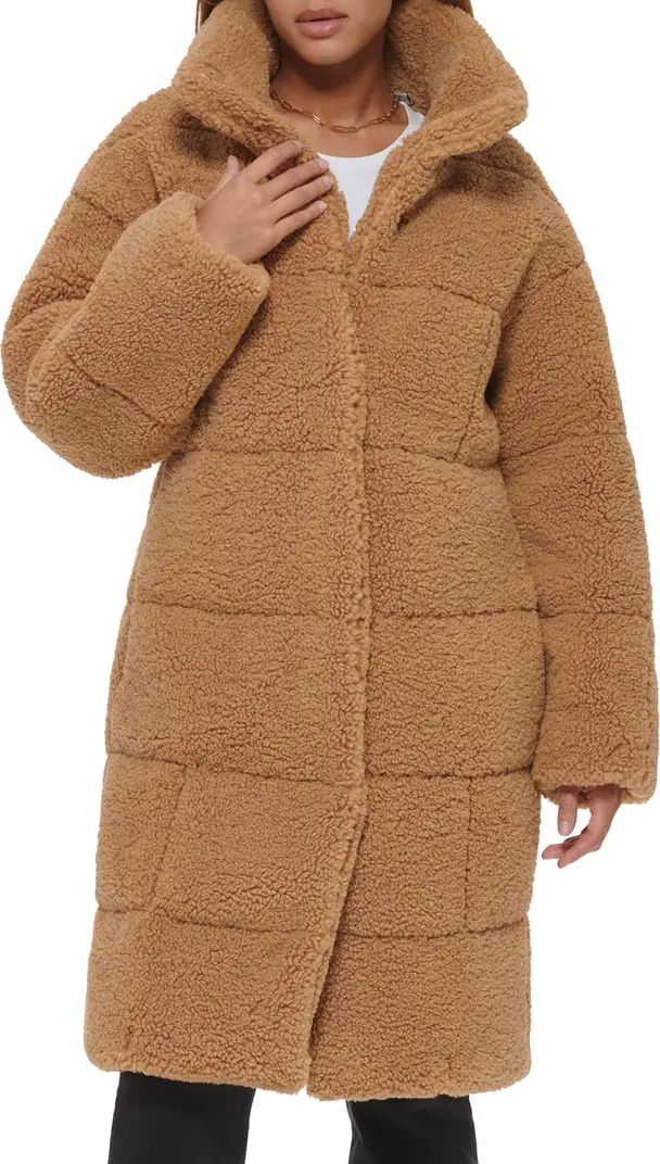 Quilted Fleece Long Teddy Coat | Nordstrom