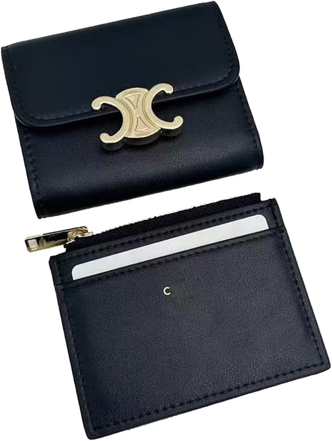 2-in-1 Card Three Told Wallet Women's Bag Detachable Classic Flower Wallet with Zipper (black) | Amazon (US)