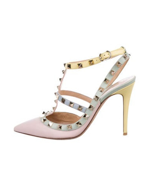 Valentino Rockstud Ankle-Strap Pumps Pink | The RealReal