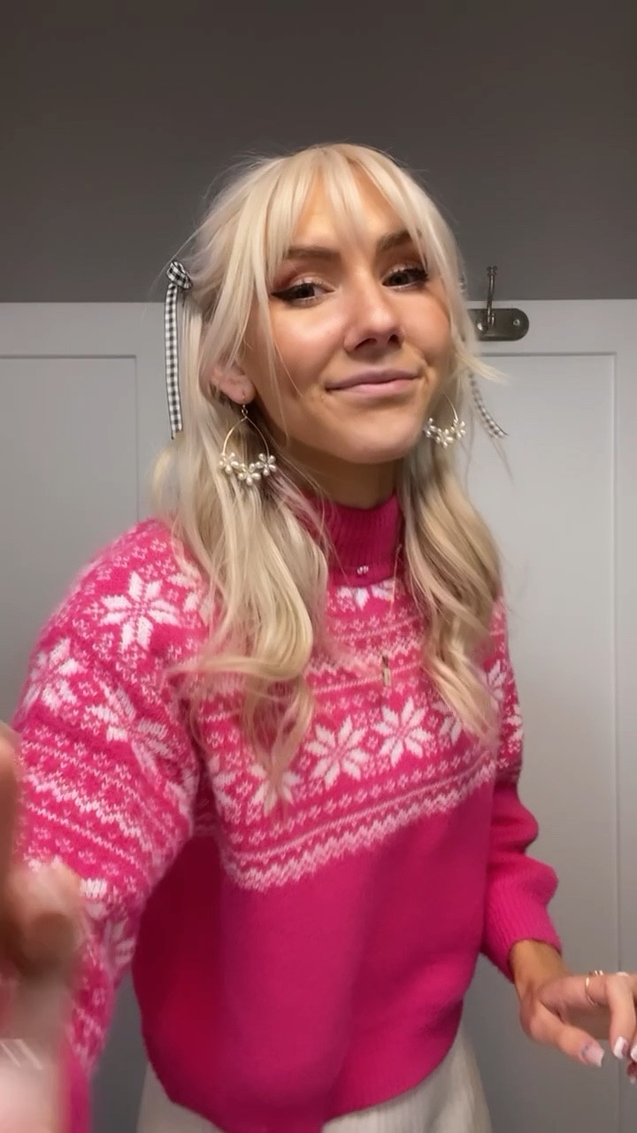 girls section for the win here!!! cutest bright pink Christmas sweater & 30% off right now!! 🎀

wearing an XL in girls and normally a XS in women’s.

#LTKHoliday #LTKHolidaySale #LTKSeasonal