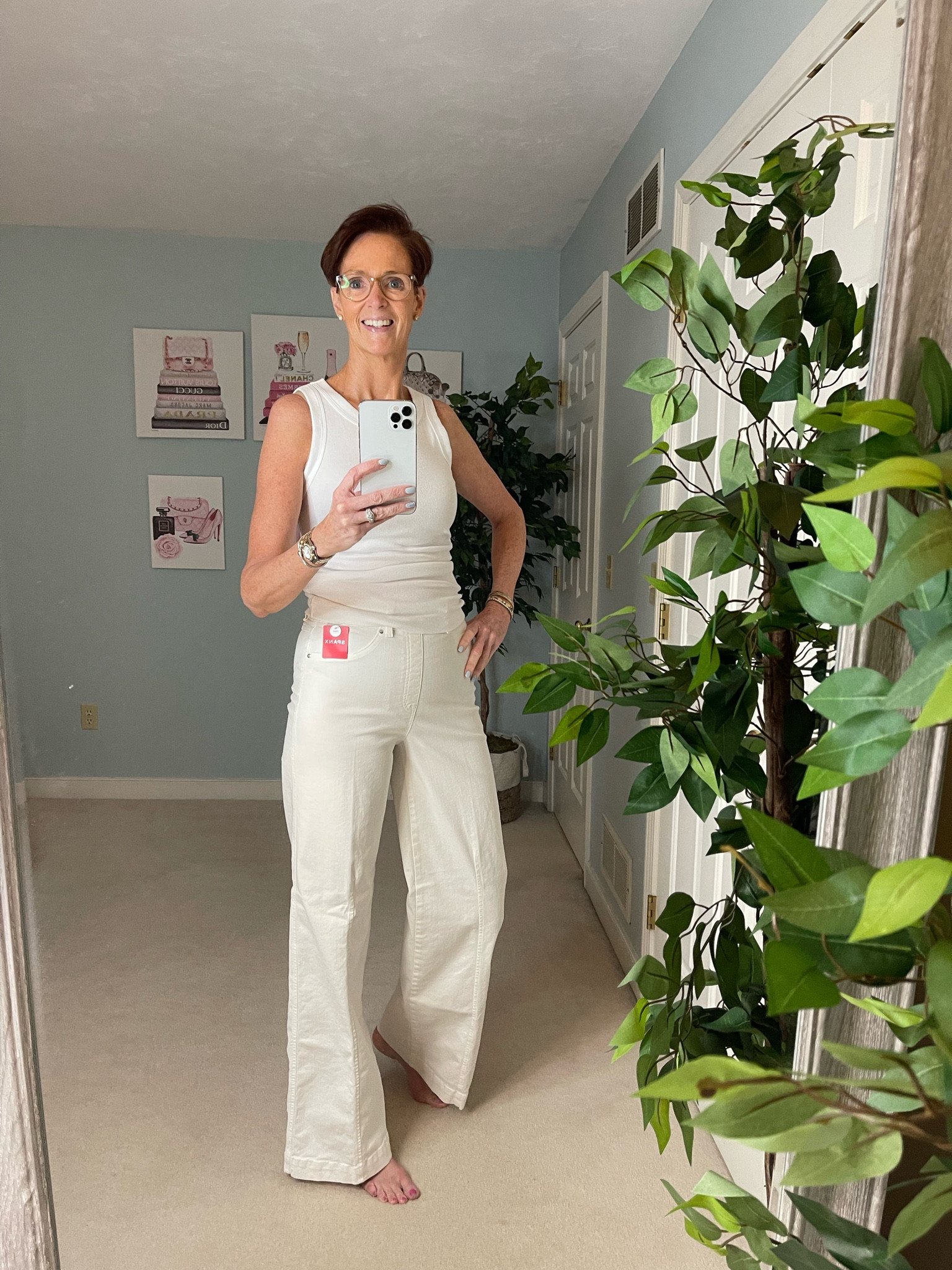 Love these Spanx wide leg center seam twill pants.

#LTKFind #LTKstyletip