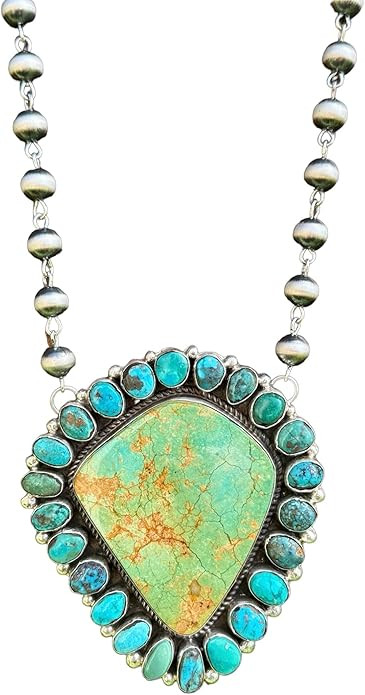 Navajo Native American Sterling Silver Royston Turquoise Cluster Pendant Rosary Necklace 22” CY... | Amazon (US)