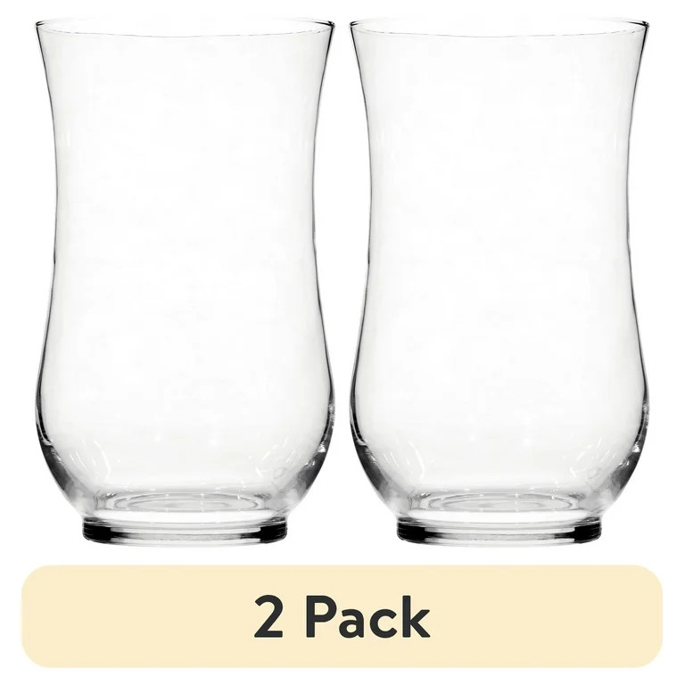 (2 pack) Mainstays 11 Inch Curved Glass Hurricane Pillar Candleholder, Clear Decorative Candle Ho... | Walmart (US)